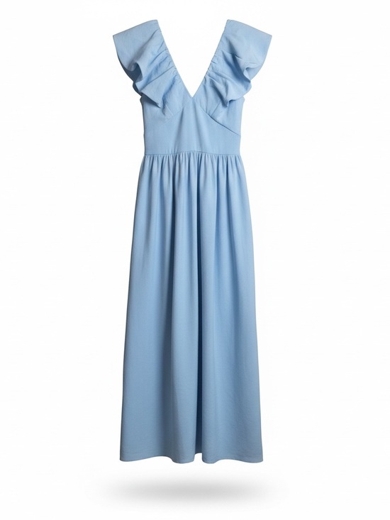 Endless Rose Dresses & Skirts - Endless Rose Powder Blue Ruffle Sleeve Maxi Dress Size S NWOT Tie Waist Pockets